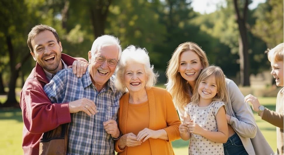 Multi-generational family enjoying outdoor activities together in regional Victoria